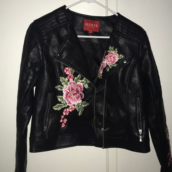 Guess Jackets & Blazers - black Guess leather jacket with embroidered roses Guess Jackets & Blazers - black Guess leather jacket with embroidered roses